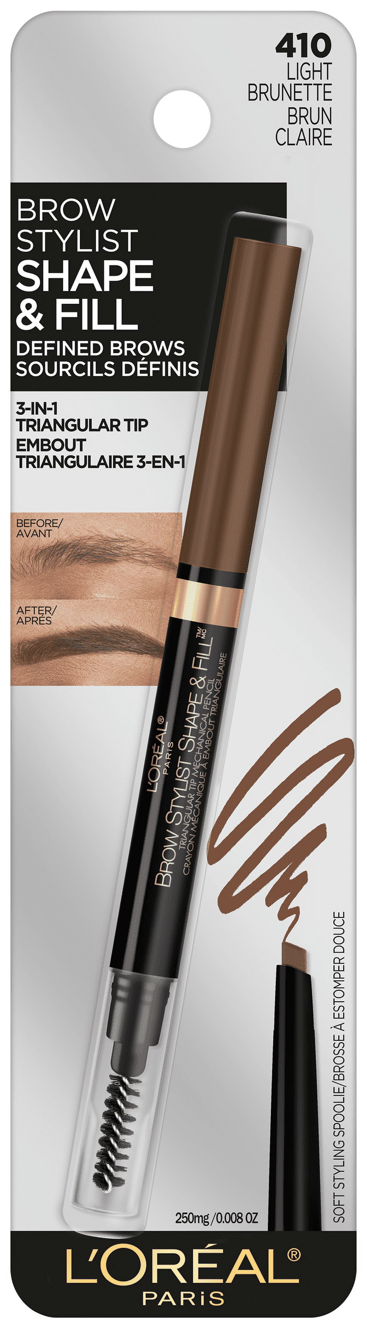 (2 pack) L'Oreal Paris Stylist Shape and Fill Mechanical Eyebrow Makeup Pencil, Light Brunette