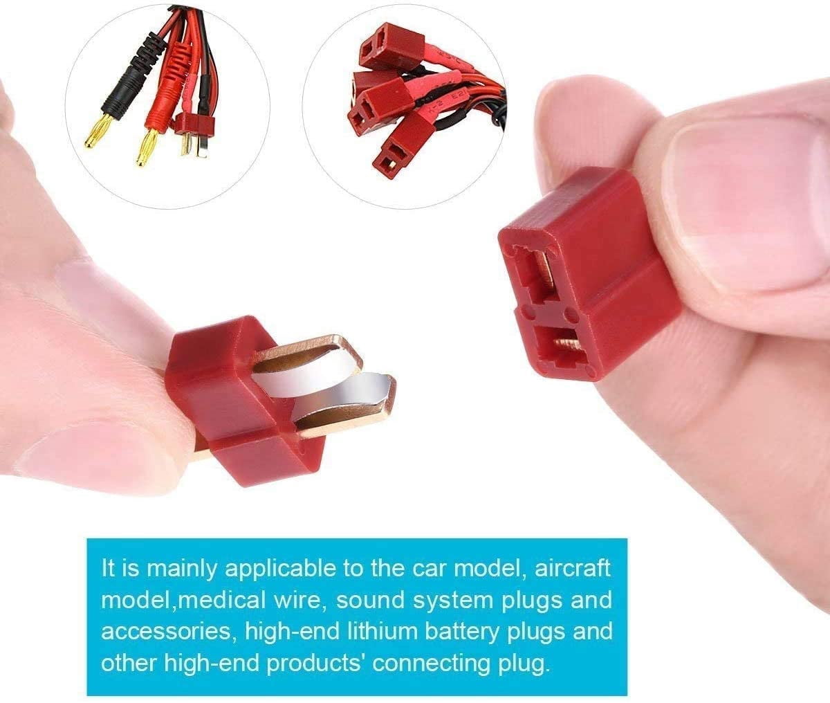 T Plug Connectors For RC LiPo Batteries - 10 Pairs Male/Female With Heat Shrink Tubing, Gold Plated - View #3
