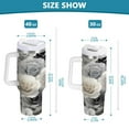 thumbnail image 3 of 40 oz Insulated Stainless Steel Tumbler Double Wall Stainless Steel Tumbler with 2-Way Drinking Ink Wash Style Roses, 3 of 9