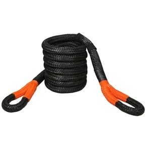 Bulldog Whes Sangle de Récupération 20314 Corde Cinétique; Diamètre 1-1/2 Pouce x Longueur 30 Pieds; 25 pour Cent Extensible; Résistance à la Rupture 63000 Livres; Sans Manchon; Noir/orange; Fibre de Nylon