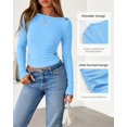 thumbnail image 4 of FreshPretty Womens Long Sleeve Tops Fall Fashion Ribbed Slim Fit Y2K Boat Neck T Shirts Casual Going Out Workout Outfits, 4 of 9