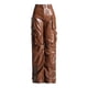 thumbnail image 2 of Pantalones de diseño personalizado, de moda, de combinación completa, de cintura alta, con bolsillos grandes, de cuero PU, pantalones de pierna recta, contorno para mujer, 2 of 5
