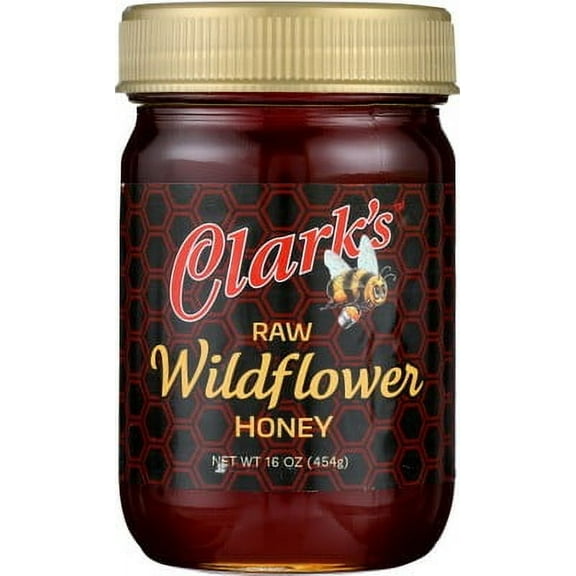 Clarks Raw Wildflower Honey 16 oz (Pack of 6)