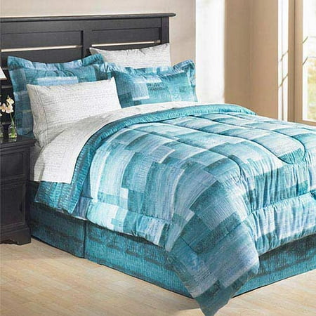 Reversible Geometric Blue Bed in a Bag