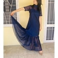 thumbnail image 2 of Luxurious Womens Navy Blue Organza Gown with Ruffle Hem Any Occasion Gift for Her, 2 of 6