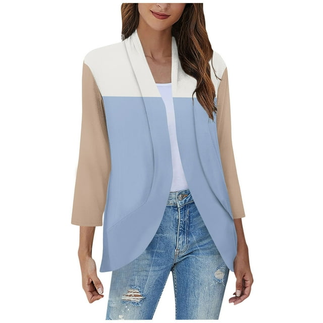 AherBiu Cardigan pour Femmes Léger Manches 3/4 Ouvert Cardigans Automne Décontracté Confortable Boléros Extérieur