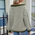 thumbnail image 2 of Womens Off the Shoulder Sweater 2025 Fall Winter Long Sleeve Striped Sweater Oversized Knitted Pullover Tops Olive Green XL, 2 of 8