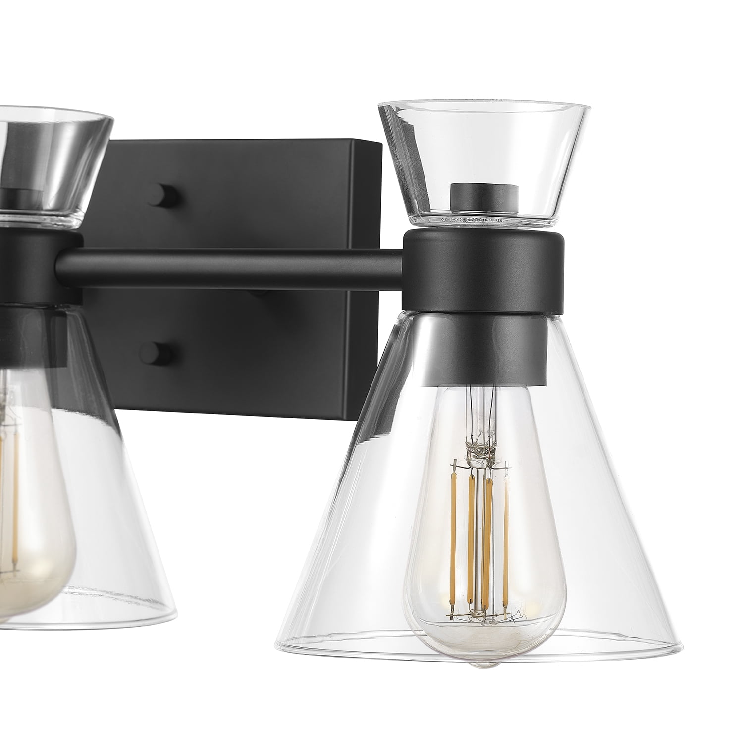 Globe Electric Lofty Chic Style 3-Light Matte Black Vanity Light with Clear Glass Shades, LED Bulbs