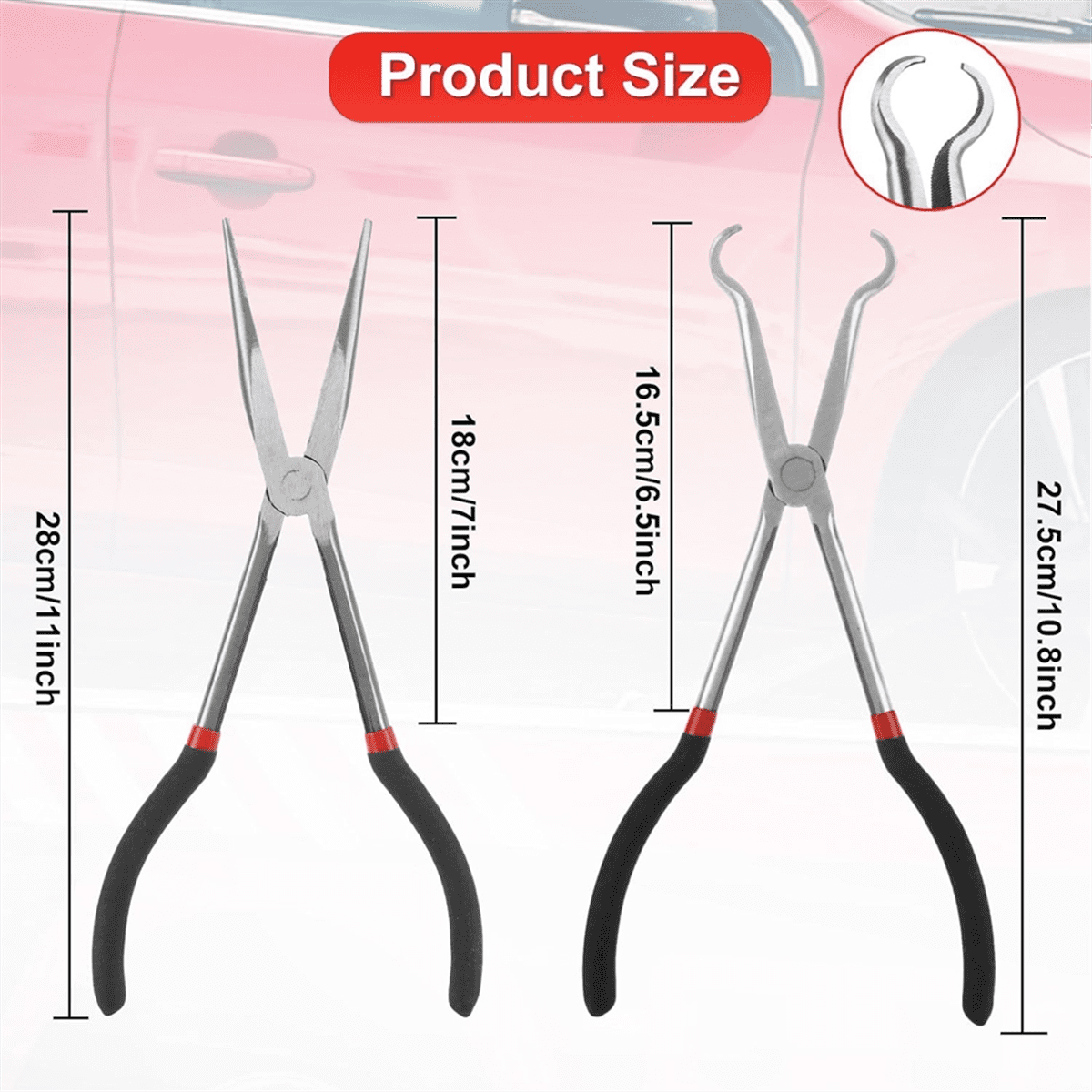 Long Needle Nose Pliers Set, 5 In1 11 Inch Spark Plug Wire Removal Tool - Bent Needle Nose Pliers 90 4