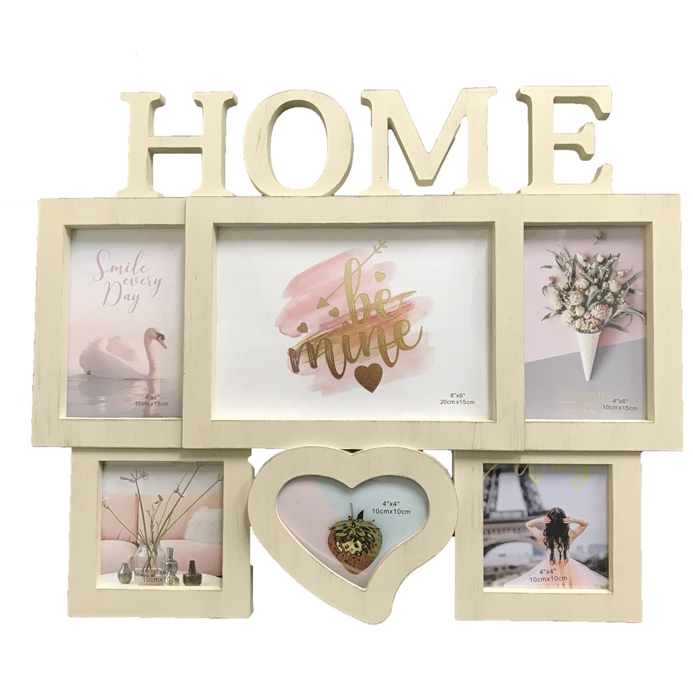 6Opening Collage Frame, HOME Photo frames with 1 8"x6", 2 4" x 6" , 3