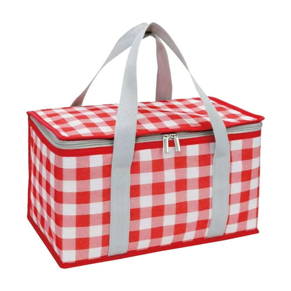 Btomtd Large Capacity Cloth Picnic Basket for Outdoor Trips and Garden Use, Foldable Hand Basket for Vegetables and Tableware, Versatile Storage Basket for Camping, Red