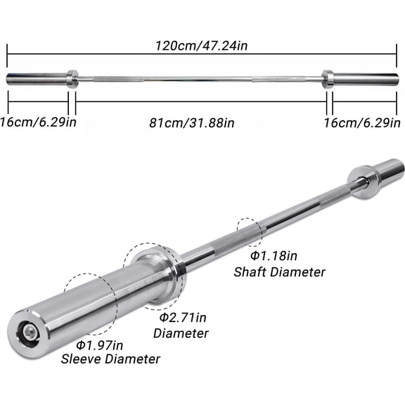 Tonchean 4ft Barbell Bar - Heavy Duty Straight Weight Lifting Bar with 2 Spring Collars, 176LBS Capacity & 360 °   Rotating Sleeves for Home Gym Strength Training Equipment