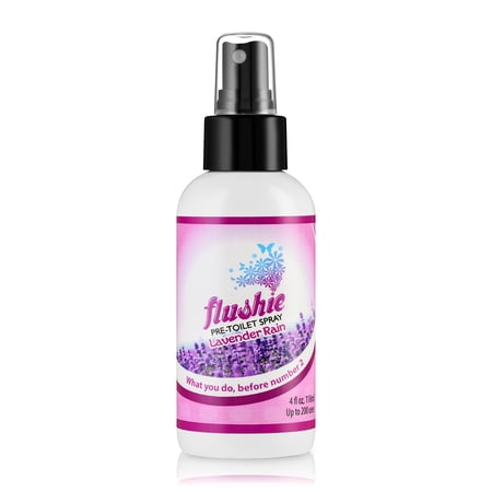Flushie Pre-Toilet Spray No Smell Pre Poop Toilet Spray For Poop Odor Eliminating Air Freshener, Travel Size, Lavender Rain, 4 oz
