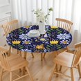 thumbnail image 3 of Pioneer Flower Floral Print Pattern Round Fitted Tablecloth with Elastic Edge,Dining Table Cover Waterproof,Outdoor Round Tablecloth for Camping,Dining,Indoor and Outdoor, 3 of 7