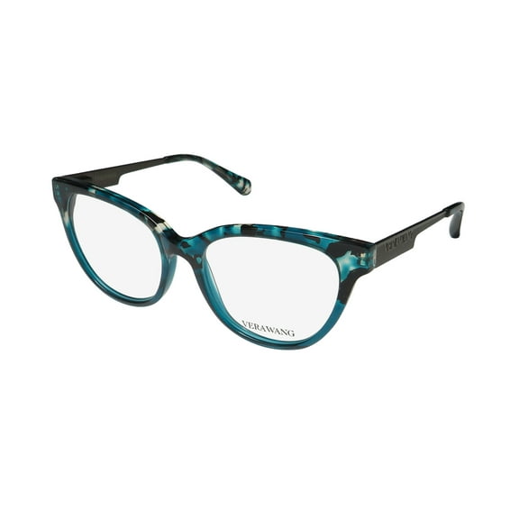 NEW VERA WANG V375 WOMENS/LADIES CAT EYE FULL-RIM TEAL FRAME DEMO LENSES 51-17-130 FLEXIBLE HINGES EYEGLASSES/EYE GLASSES