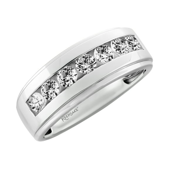Keepsake Sterling Silver Created White Sapphire Men's Wedding Band