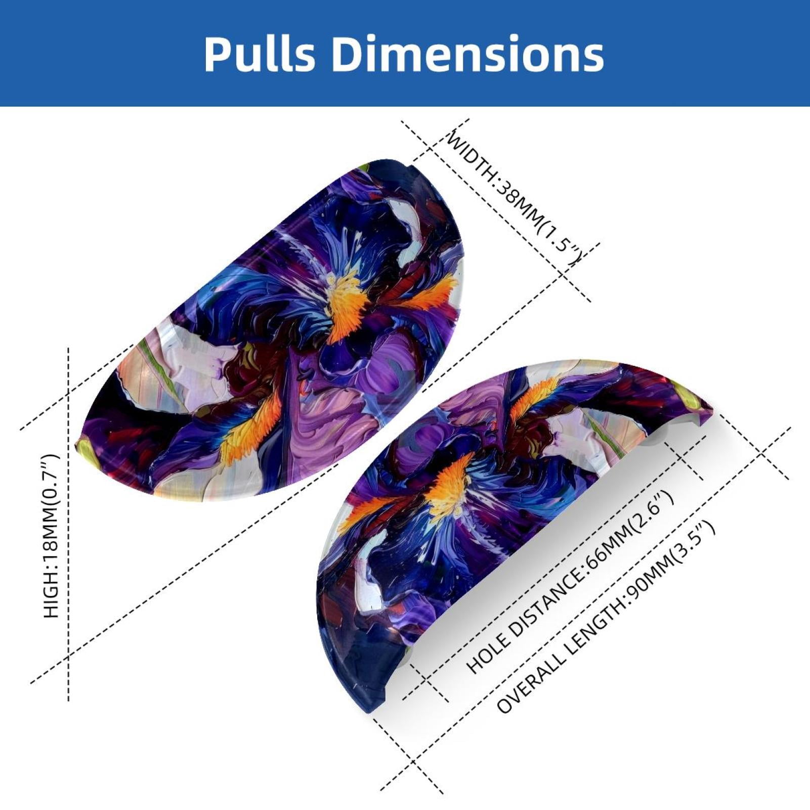 PhooArto 6 Pcs Cup Drawer Pulls, Art Purple Iris Painting Shell Shape Handles Cabinet Knobs for Dresser Cupboard Closet Wardrobe with Screws