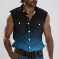 thumbnail image 2 of BVOFAR Gradient Sleeveless Shirts for Men Casual Button Down Beach Tank Tops Summer Lightweight Vests with Pockets Navy XXXL, 2 of 6