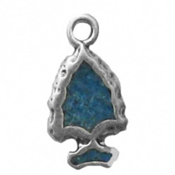 Sterling Silver 16" .8mm Box Chain Mini Arrowhead Blue Turqouise Inlay Pendant Necklace