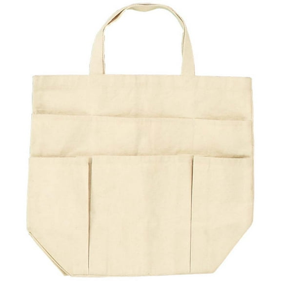 ARTIST'S BEST 18" x 16" (45.7 x 40.6 cm) White Cotton Canvas Tote Bag | 6 External Pockets | 100% Natural 10 oz. Cotton | Expandable & Spacious Design