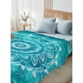 thumbnail image 4 of Turquoise Boho Full Size Flat Sheet, Wrinkleproof & Fadeproof Cooling Flat Bed Sheet Only, Abstract Art Floral Ethnic Tribal Breathable Soft Bedding Top Sheets 81 x 96 Inches, 4 of 8