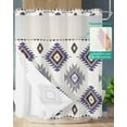 thumbnail image 2 of No Hook Shower Curtain with Snap-in Liner, Purple Aztec Waterproof Fabric Bathroom Curtains, Southwest Boho Abstract Gray Geometric Bath Curtains & Mesh Top Window 66"x72", 2 of 6