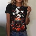 thumbnail image 2 of Frostluinai Womens Halloween Spooky Season T Shirts Funny Witches Graphic Tees Short Sleeve Crewneck Everyday Casual Daily Wear Tops S-5XL, 2 of 7