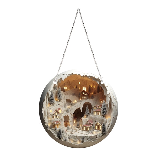 Round Acrylic Christmas Decorations Reindeer Hanging Sign Festive Wall Decorations