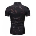 thumbnail image 3 of Camisa de manga corta con estampado floral de ajuste delgado para negocios con botones informales para hombres Pompotops oipoqjl47789, 3 of 4