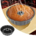 thumbnail image 4 of 9.5 Inch Fluted Tube Cake Pan with Non-Stick Coating - 12-Cup Heavy Duty Carbon Steel Mold for Bundt and Bavarian Cakes - Black, 4 of 9