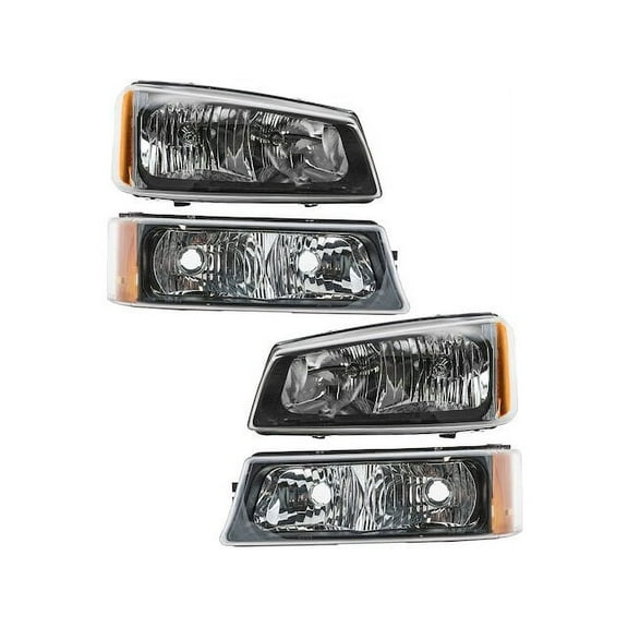 Headlight Assembly and Parking Light Kit 4 Piece - Compatible with 2002 - 2006 Chevy Avalanche 1500 2003 2004 2005