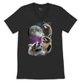 thumbnail image 5 of Racoons Howling at the Moon V-Neck T-shirt Funny Galaxy Wildlife Universe Humor Weird Animal in Space Tee, 5 of 7