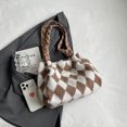 thumbnail image 4 of Bolso de mano a cuadros para mujer, Bolso informal difuso, Bolso de gran capacidad para citas diarias, 4 of 7