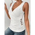 thumbnail image 2 of ZOELNIC Women's Wrap Ruched Tank Tops V-Neck Solid Button Design Slim Fit Casual Summer Tee Tops, S, 2 of 4