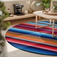 thumbnail image 3 of Round Area Rugs 5Ft, Mexican Style Non-Slip Washable Circle Rugs Carpet, Colorful Mexico Stripes Ombre Red Blue Indoor Outdoor Rug Floor Mats Throw Runner for Bedroom Living Room Bathroom, 3 of 8