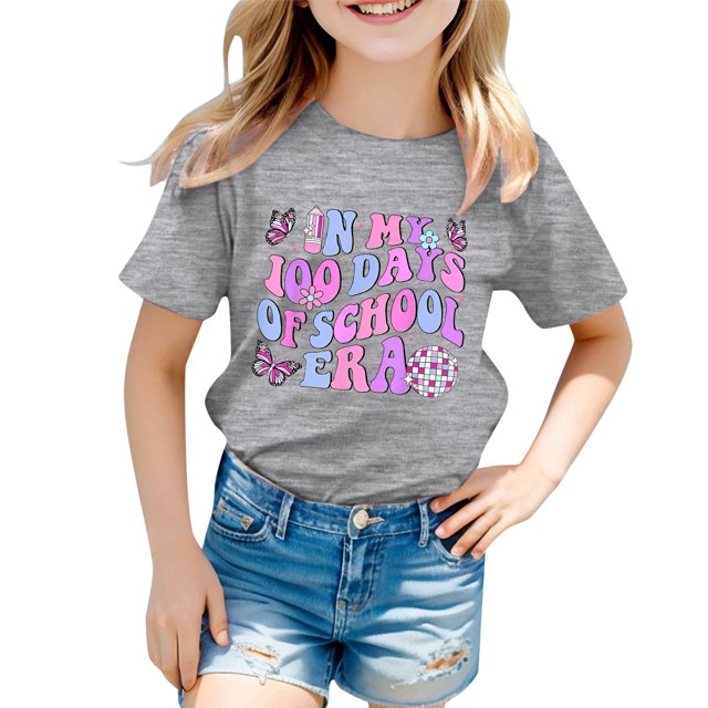 MEZZALL T-Shirts d'Été à Manches Courtes Imprimés pour Enfants Col Rond Classique, 5-6 Ans