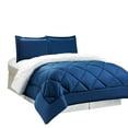 thumbnail image 4 of 3pc Down Alternative Reversible Comforter Set Navy Blue and White Full Queen Size, 4 of 4
