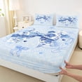 thumbnail image 3 of jejeloiu Blue Bowknot Bow Bed Sheets,Retro Bohemian Floral King Sheets For Girls Kids 4 Pieces, 3 of 7
