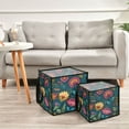 thumbnail image 6 of Home Organizer Foldable Fabric Storage Bin With Handle Hand-drawn Florals Leaf, 6 of 7