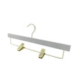 thumbnail image 3 of Nahanco 14" NAHANCO SlimLine Wooden Pant/Skirt Hanger With Padded Clips - High Gloss White W/Gold, 3 of 6