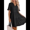thumbnail image 2 of Vestido Informal de Mujer con Cuello en V, Corta, Corte A y Volantes, Color Negro, Talla M, 2 of 5