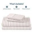 thumbnail image 3 of Bare Home Ultra-Soft Sheet Set - Premium 1800 Collection - Deep Pockets - 4-Pieces - Full, Ticking Stripe - White/Burgundy, 3 of 6