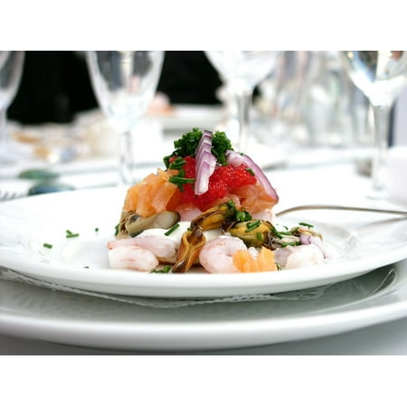 - LAMINATED POSTER Seafood Prawns Fish First Course Salmon Mussels Poster Print 24 x 36