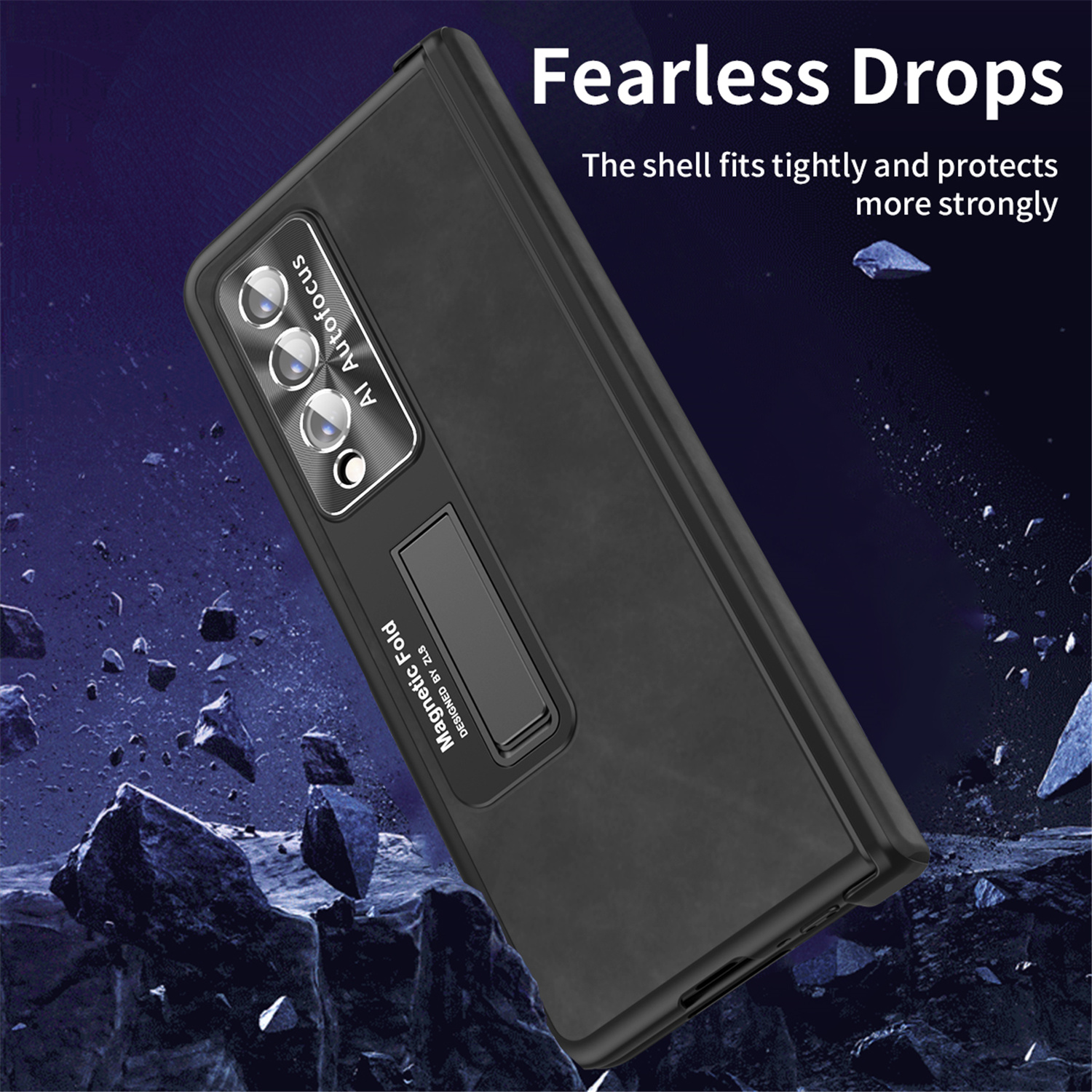 Tarise All-inclusive Cover Case for Samsung Galaxy Z Fold 4 5G 2022, Wireless Charging Camera Lens Protector Screen Protector Magnetic Hinge Protection Drop-Proof Shockproof Kickstand Case, Black