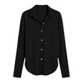 thumbnail image 6 of Women's Solid Color Casual Long Sleeve Collared Sun Protection Shirt | CSEONE,Black L, 6 of 6