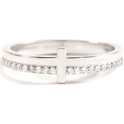 Zephyriana Christian Gifts-Let God Be in Control Golden Cross Ring, Gifts for Women, Personalized Cubic Zirconia Religious Faith Stackable Ring, Cross Jewelry for Women