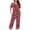 Hot Pink, variant on Women Cherry Print Pajama Set Two Piece Henley Neck Short Sleeve Tops Soft Capri Pants for Night and Daily Wear