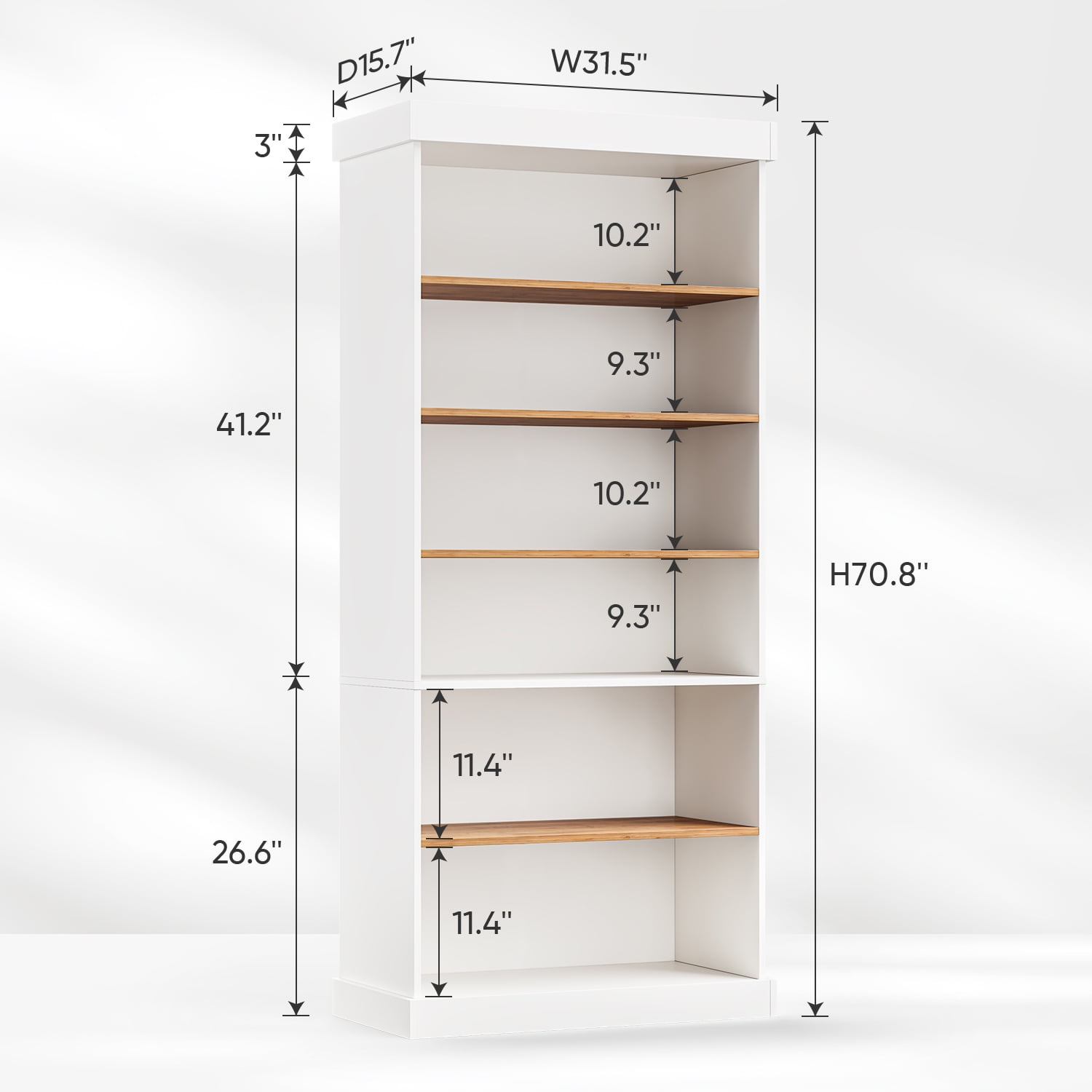 ivaniti Kitchen Pantry 6-Layer Storage Cupboard with Adjustable Shelves,71”Wooden Cabinet for Dining Room,White
