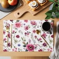 thumbnail image 2 of Spring Flowers Placemats Set of 12, Pink Wildflowers Leaf Non-Slip Place Mats Washable Table Mats for Kitchen Dining Table Decorations Indoor/Outdoor, 2 of 9
