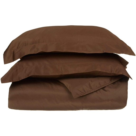 650-Thread Count 100% Egyptian Cotton Mediumweight Solid Duvet Cover Set Chocolate / Full/Queen